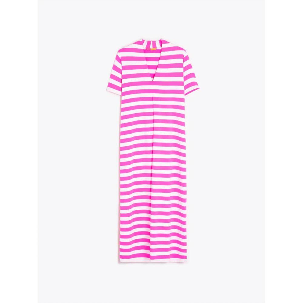 NEW VILAGALLO long straight-cut dress in fushia and white - Picture 4 of 4
